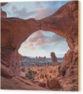 The Windows Section From Double Arch At Sunrise, Arches National Park, Utah #1 Wood Print