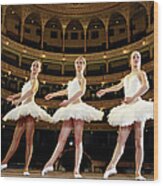Three Teenage Ballet Dancers On Stage #1 Wood Print