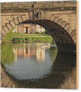 View Over The River Severn Of English Bridge In Shrewsbury #1 Wood Print
