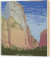 Vintage Poster - Zion National Park #1 Wood Print