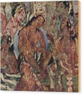 Wall Painting From The Caves Of Ajanta #1 Wood Print