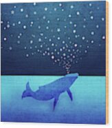 Whale Spouting Stars #1 Wood Print