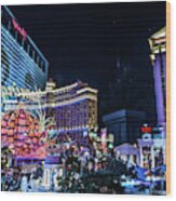 High Energy Electric Long Exposure Of Las Vegas City Streets At  #11 Wood Print