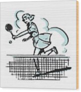 Woman Playing Tennis #11 Wood Print