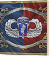 173rd Airborne Brigade Combat Team - 173rd  A B C T  Insignia With Parachutist Badge Over Flag Wood Print