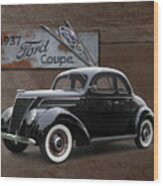 1937 Ford Coupe On Barnwood Wood Print