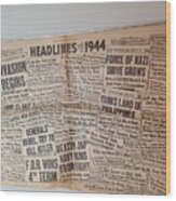 1944 Headlines Wood Print