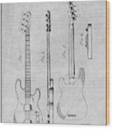 1952 Fender P1 Bass Guitar Patent Print Gray Wood Print