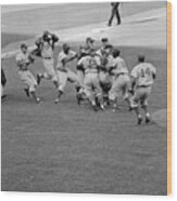 1955 Dodgers Rushing The Mound Wood Print