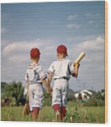 1960s Two Boys Brothers Wearing Little Wood Print