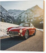 1963 Ferrari Lusso In Snow Pass Wood Print