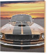 1966 Bronze Mustang At Sunset Wood Print