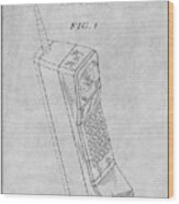 1988 Motorola Cell Phone Gray Patent Print Wood Print