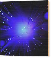 Blue Light From Fiber Optic #2 Wood Print