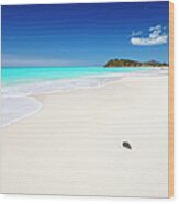 Clean White Caribbean Beach With Blue #2 Wood Print