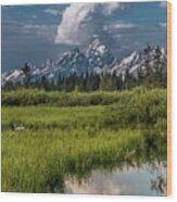 Clouds Over The Tetons #2 Wood Print