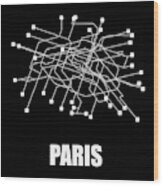 Paris Black Subway Map #2 Wood Print