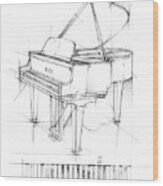 Piano Sketch #2 Wood Print