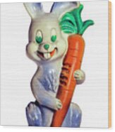 Rabbit Holding Carrot #2 Wood Print