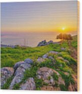 Sunrise View Of The Sea Of Galilee, From Mount Arbel #2 Wood Print