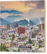Tottori, Japan Town Skyline At Dusk #2 Wood Print