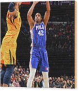 Utah Jazz V Philadelphia 76ers Wood Print