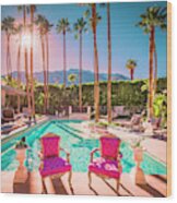 2381 Mid-century Modern Estate Palm Springs Wood Print