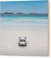 Aerial View Of Car Parking In Beach #3 Wood Print