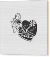 Cupid With Box Of Chocolates For Valentine #3 Wood Print
