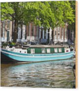 Houseboat Barge, Amsterdam Canal - #3 Wood Print