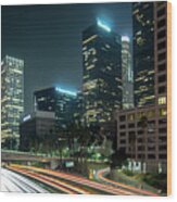 Los Angeles, Urban City At Sunset With Freeway Trafic  #3 Wood Print