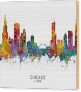 Chicago Illinois Skyline Wood Print