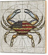 4th Of July Crab Wood Print