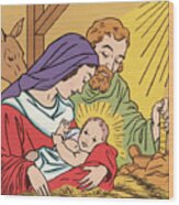 Jesus, Mary And Joseph #5 Wood Print