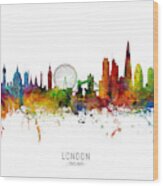 London England Skyline Wood Print