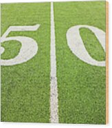50 Yard Line On American Football Field Wood Print