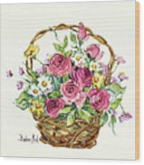 598 Rose Basket Miniature Wood Print