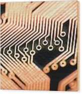 Close-up Of A Circuit Board #6 Wood Print