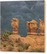 Lightning Over Four Trolls Devils Garden Escalante Grand Staircase Utah Wood Print