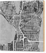 Seattle Washington Street Map #8 Wood Print