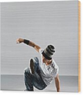A B-boy Doing A  Breakdance Move Wood Print