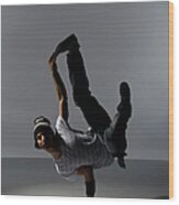 A B-boy Doing A L-kick Breakdance Move Wood Print