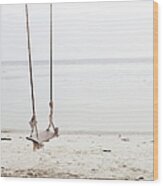 A Beautiful Looking Swing At The Beach Wood Print