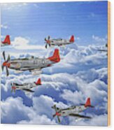 A Flight Of Red Tails - Oil Wood Print