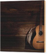 A Guitar In The Shadows, Leaning Wood Print