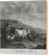 A Landskip And Cattle, 1774. Artist Wood Print