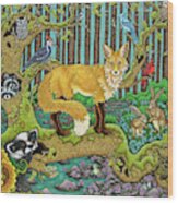 A Vixen In The Forest Wood Print
