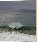 A Wave In The Atlantic Ocean At Wood Print