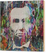 Abraham Lincoln Watercolor By Robert R Splashy Art Wood Print