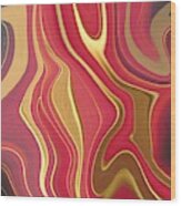 Abstract Art - Colorful Fluid Painting Pattern Red And Gold Wood Print
